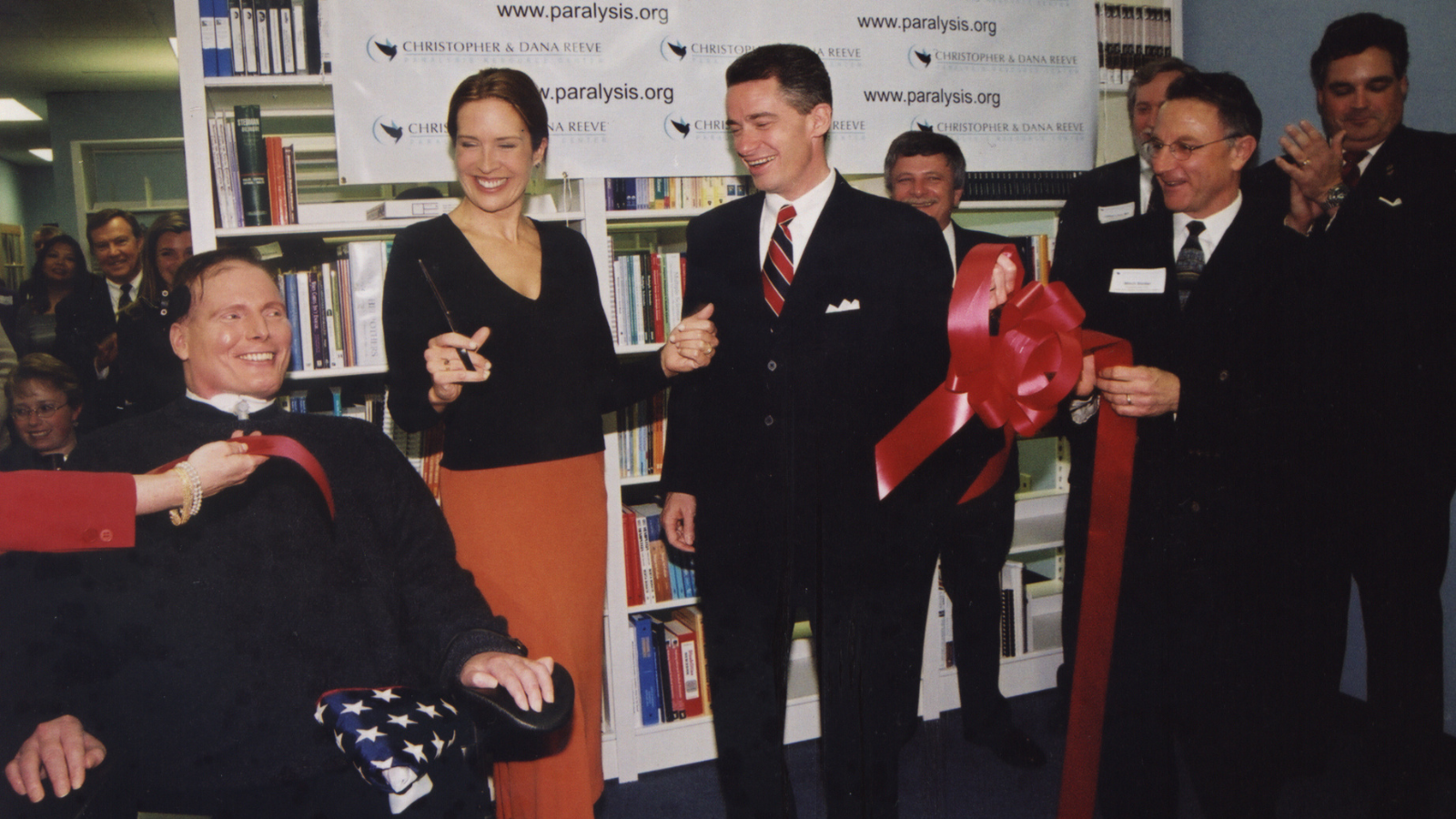 Photo of Christopher and Dana Reeve at the opening of the National Paralysis Resource Center.
