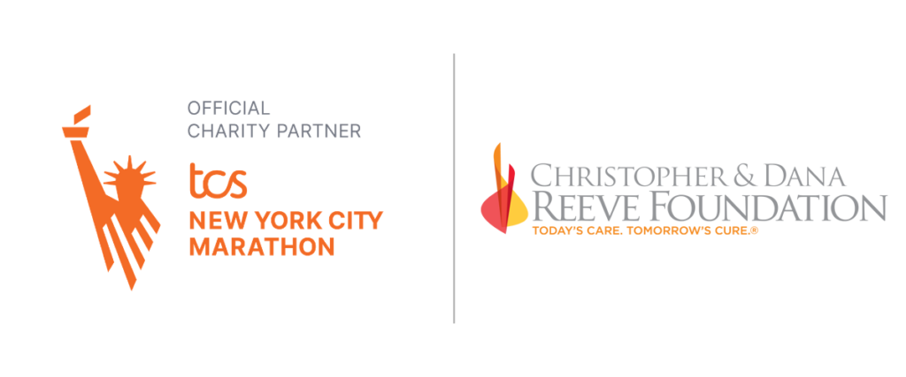 TCS New York City Marathon Charity Partner logo and the Christopher & Dana Reeve Foundation logo
